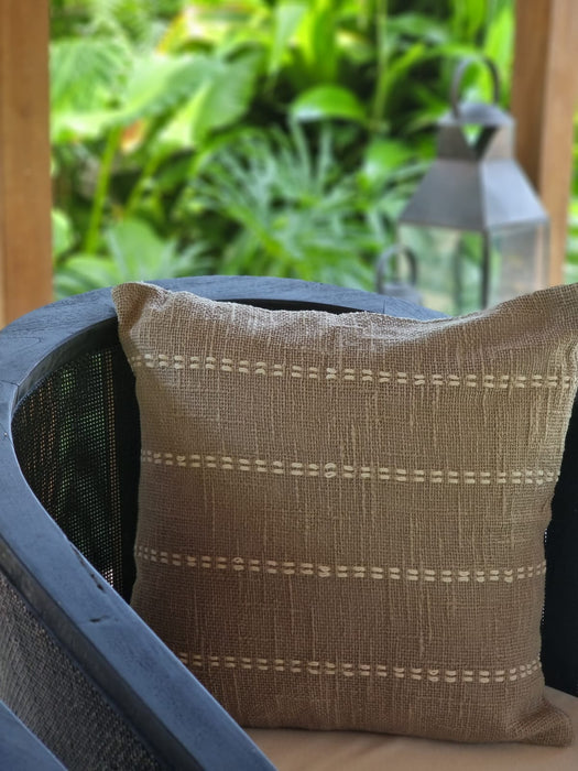 Linen Cushion Cover - Khaki Stitch